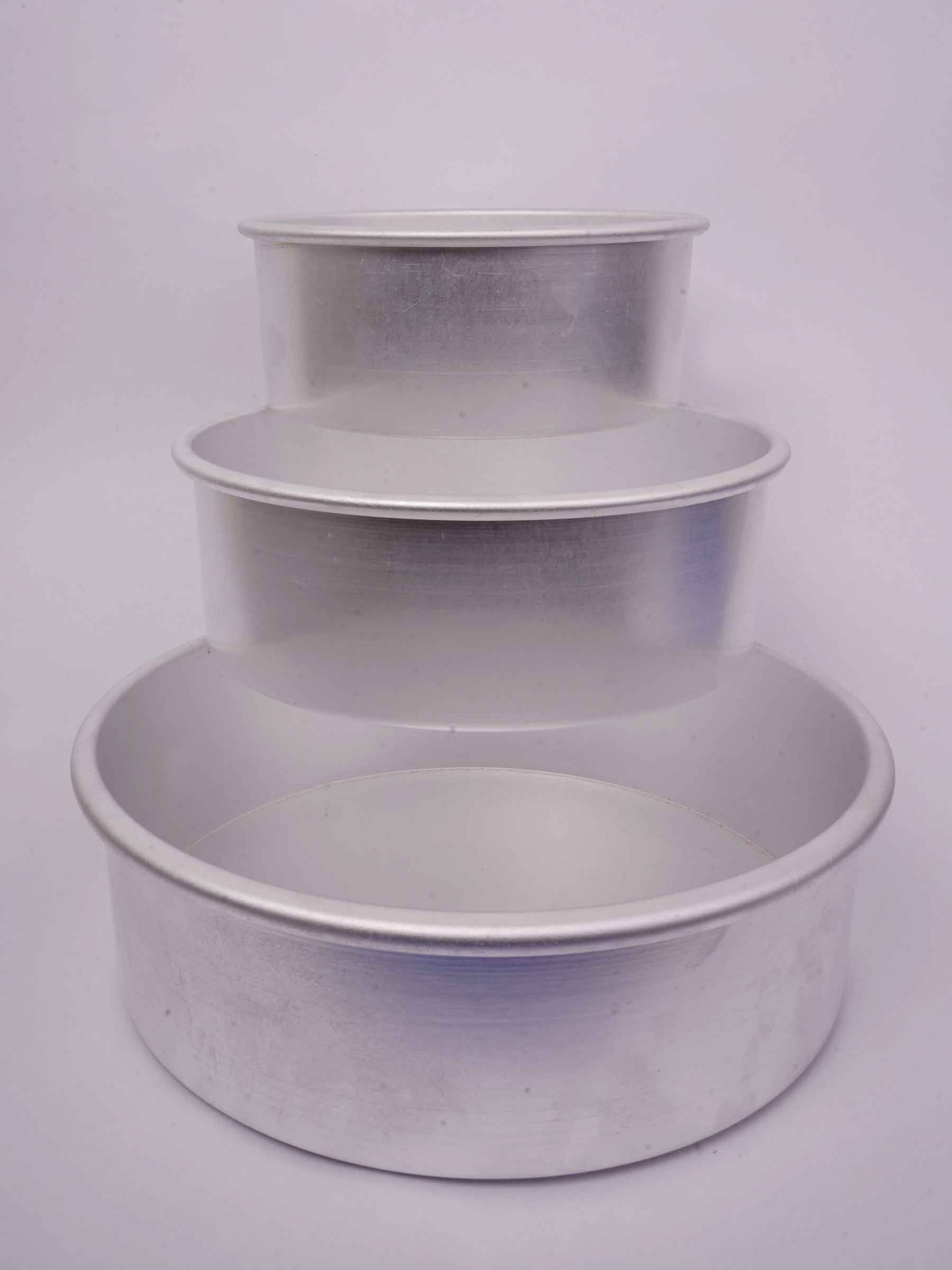 Aluminium Round Cake Mould 3 pieces set(6 inch x 2.5 inch,7 inch x 2.5 inch, 8 inch x 2.5 inch)